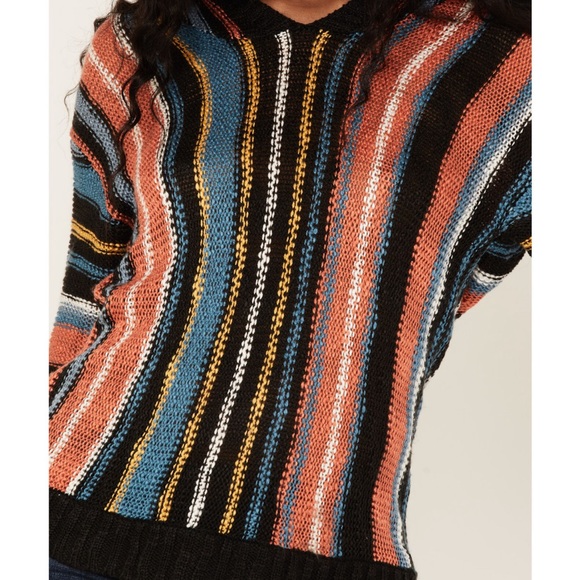 Rock & Roll Women’s Serape Stripe Hooded Sweater - Picture 2 of 3